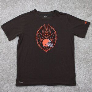 Nike Cleveland Browns Shirt Youth Large Brown Dri-Fit NFL Cotton/Poly S/S